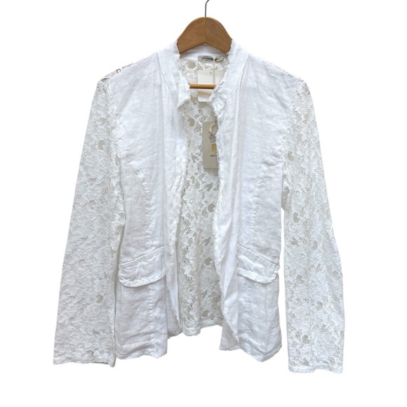 Contessa Teresa Linen and Lace Blazer Jacket Boho Shabby Chic White Small NEW - Picture 3 of 14